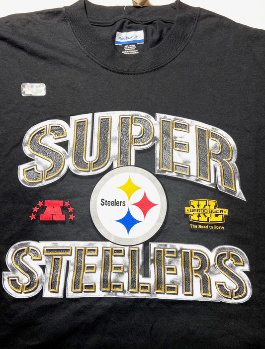 Pittsburgh Steelers NFL Super Bowl XL Adult Large "Super Steelers" Black T-Shirt