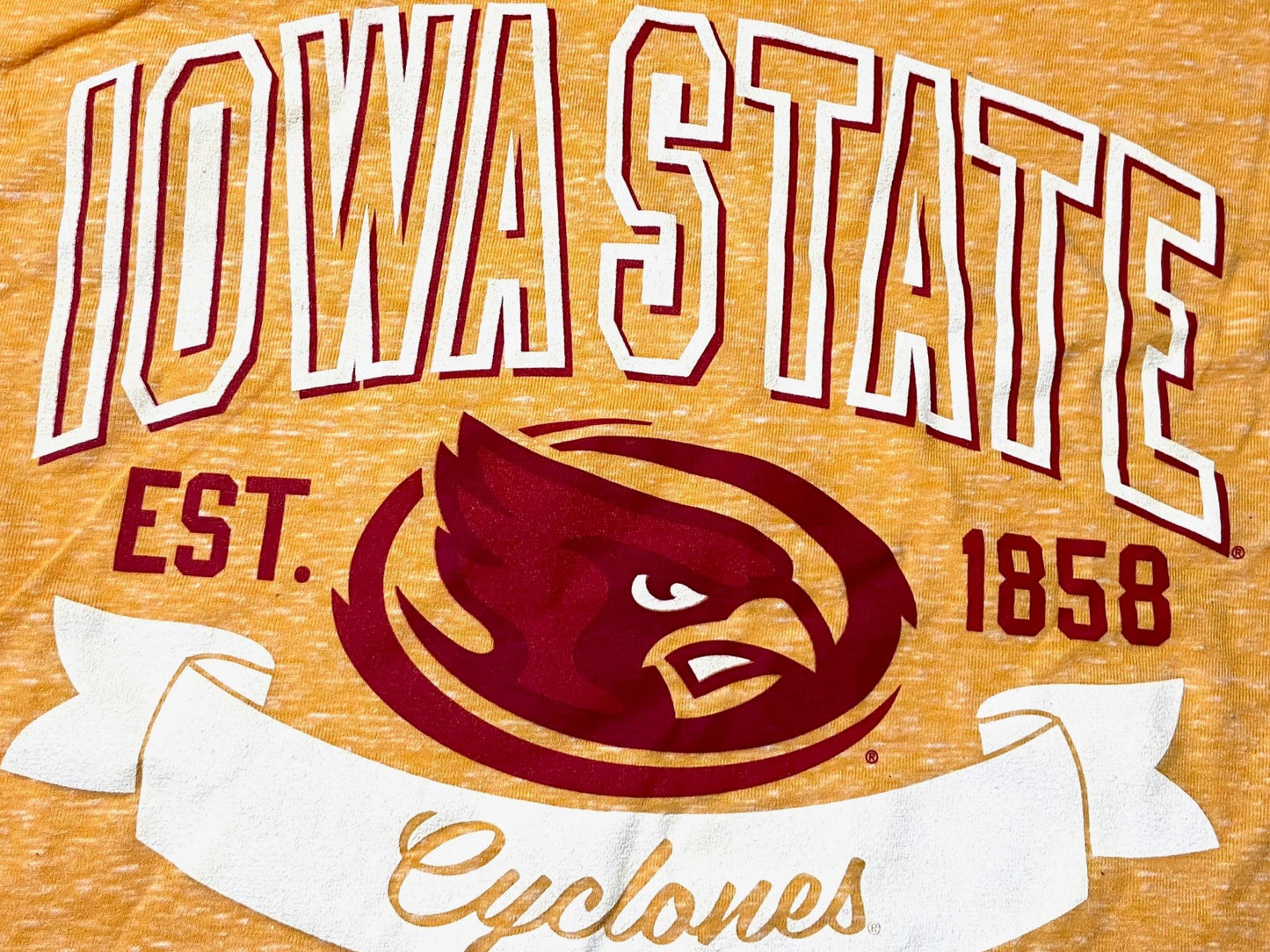 Iowa State Cyclones NCAA "EST. 1858" Banner Women's Yellow T-Shirt By Pressbox/Royce Apparel