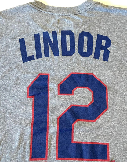 Francisco Lindor 2017 MLB Cleveland Indians Medium Gray Jersey-Style (Used) T-Shirt by MLB