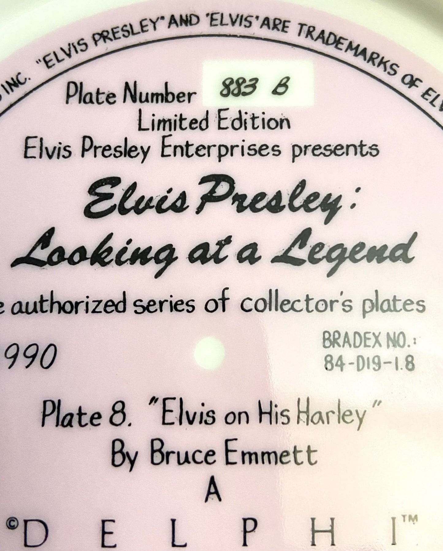 Elvis Presley 1990 Ltd. Ed. "Elvis on His Harley" Collector's Plate (Used) by Elvis Presley Enterprises