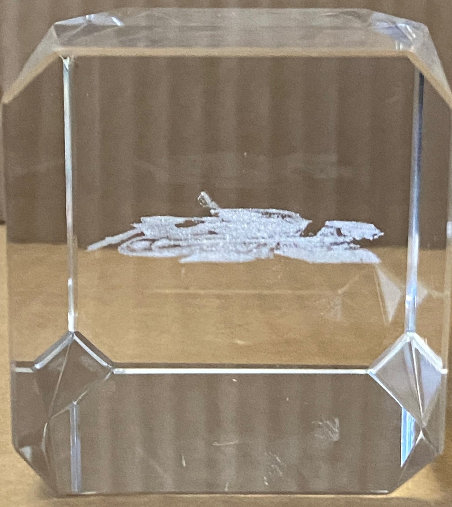 Elvis Presley Etched Glass Hologram Paperweight (Used) by Unknown