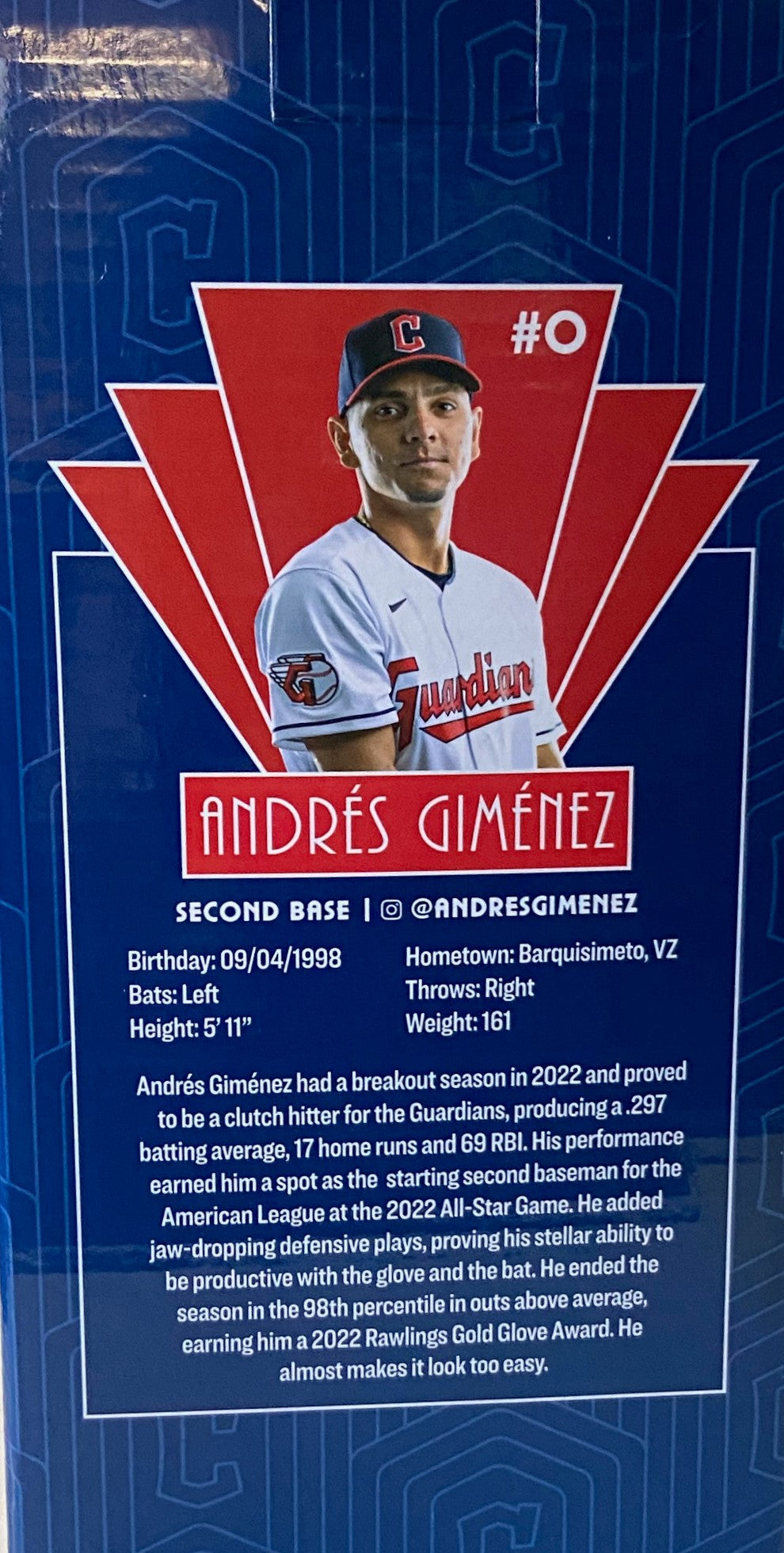 Andres Gimenez 2023 MLB Cleveland Guardians Bobblehead SGA by BD&A