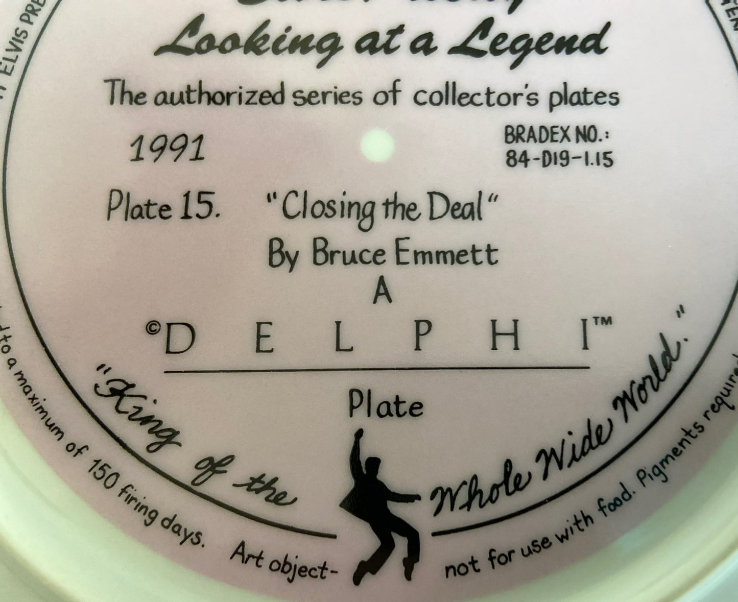 Elvis Presley 1991 Ltd. Ed. "Closing the Deal" Collector's Plate (Used) by Delphi/EPE