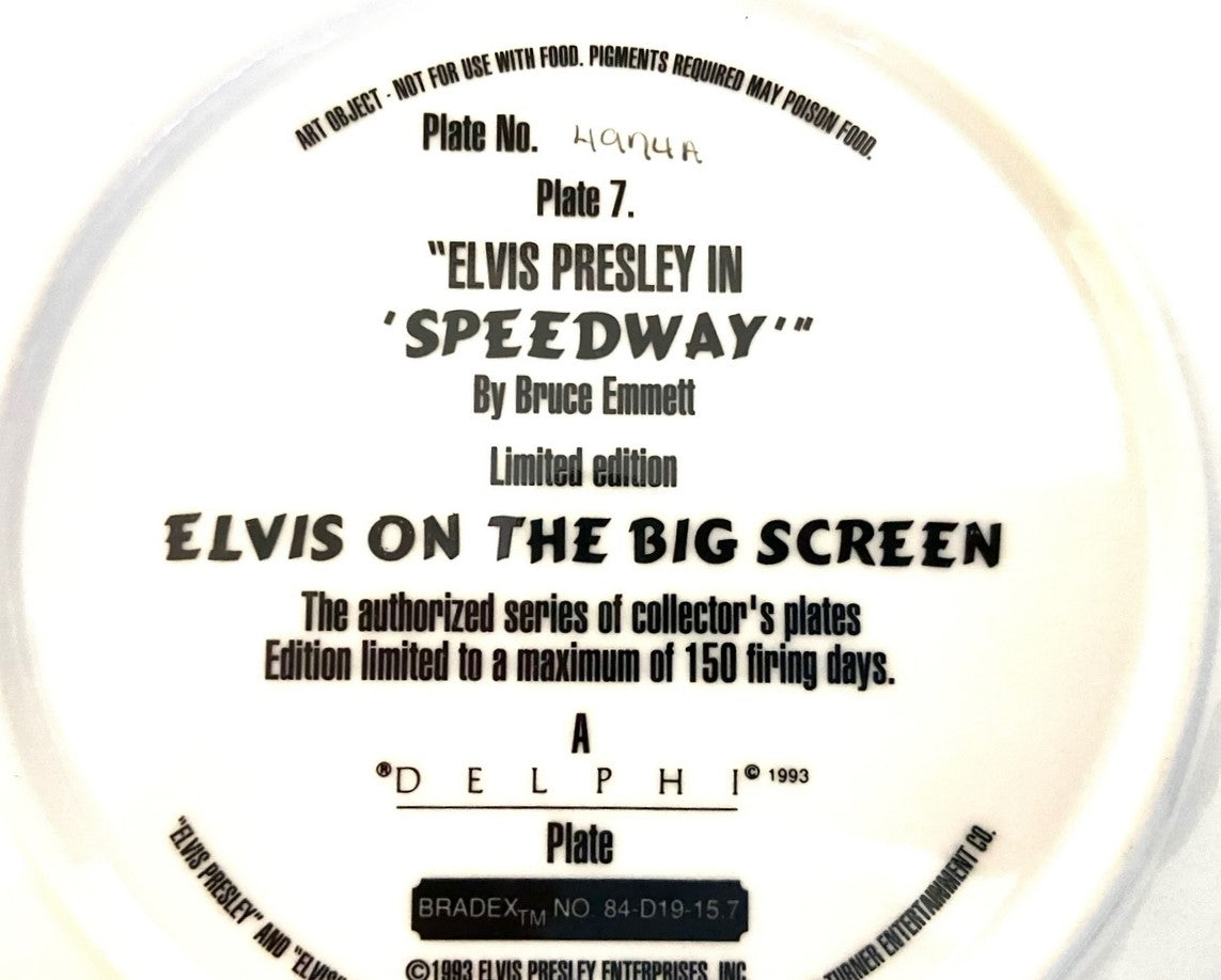 Elvis Presley 1993 Ltd. Ed. "Speedway" Collector's Plate (Used) by Delphi/EPE