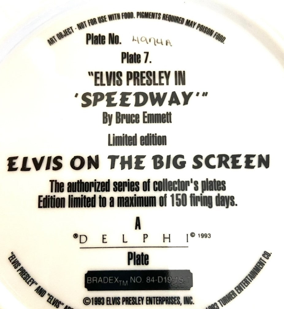 Elvis Presley 1993 Ltd. Ed. "Speedway" Collector's Plate (Used) by Delphi/EPE