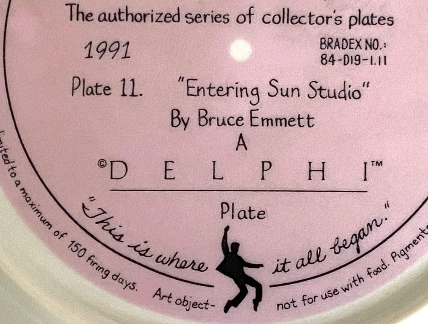 Elvis Presley 1991 Ltd. Ed. "Entering Sun Studio" Collector's Plate (Used) by Delphi/EPE