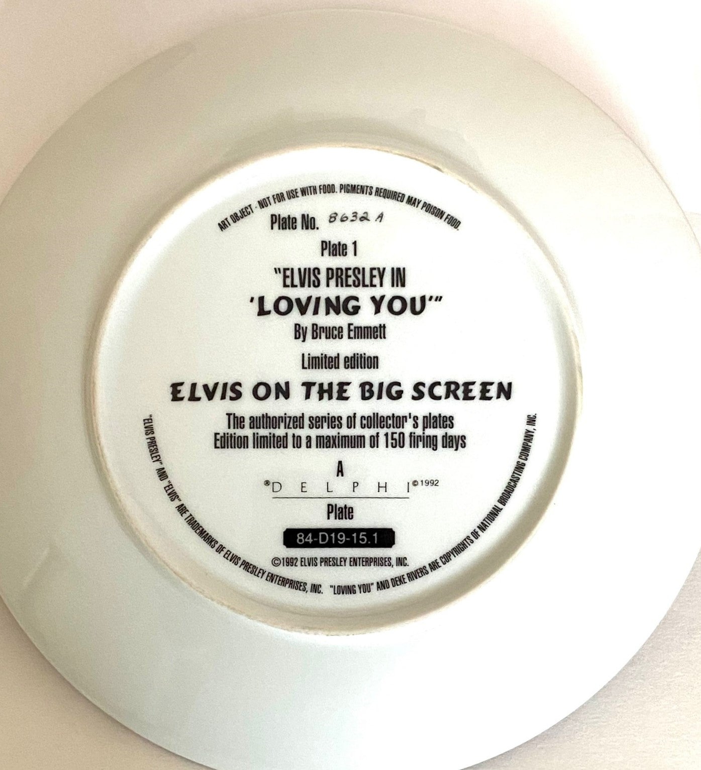 Elvis Presley 1992 Ltd. Ed. "Loving You" Collector's Plate (Used) by Delphi/EPE