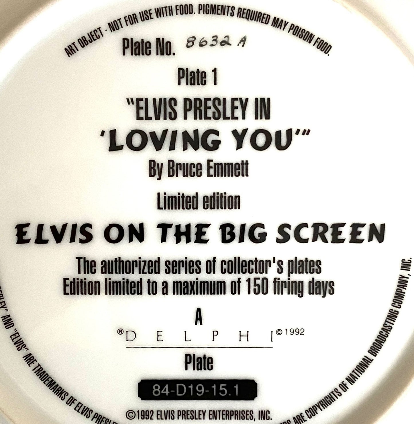 Elvis Presley 1992 Ltd. Ed. "Loving You" Collector's Plate (Used) by Delphi/EPE