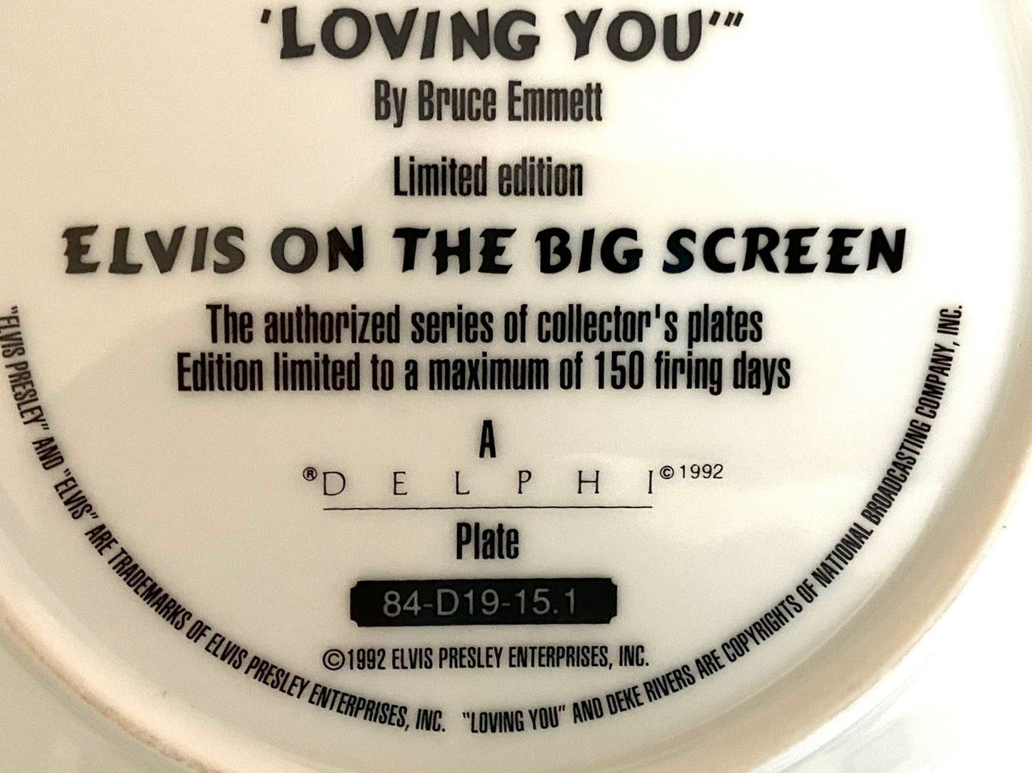 Elvis Presley 1992 Ltd. Ed. "Loving You" Collector's Plate (Used) by Delphi/EPE