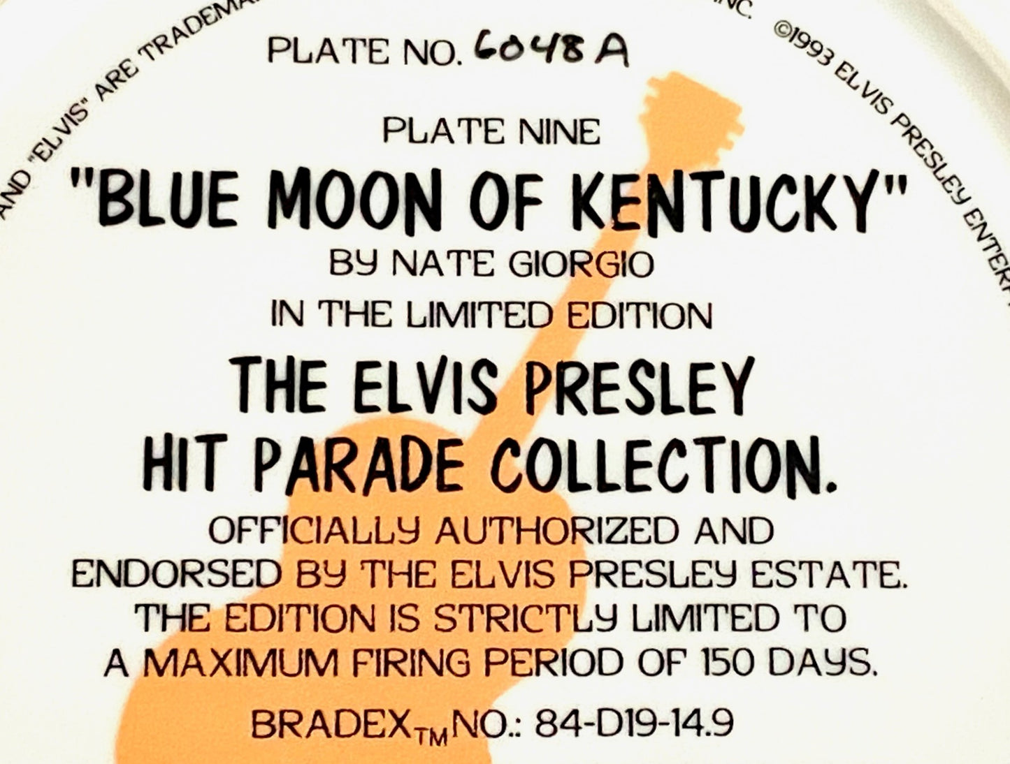 Elvis Presley 1993 Ltd. Ed. "Blue Moon of Kentucky" Collector's Plate (Used) by Delphi/EPE