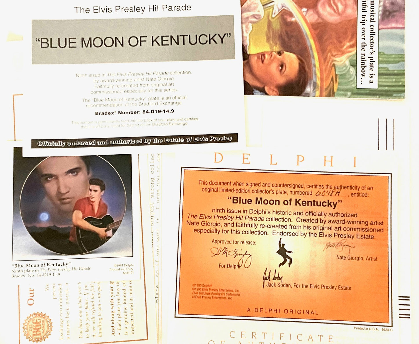 Elvis Presley 1993 Ltd. Ed. "Blue Moon of Kentucky" Collector's Plate (Used) by Delphi/EPE