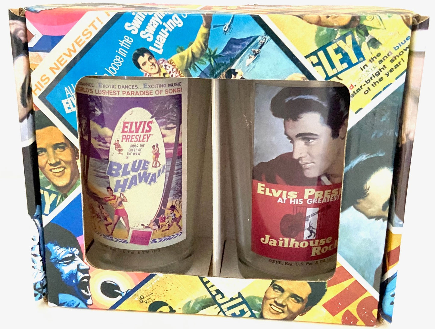 Elvis Presley 2010 "Jailhouse Rock" & Blue Hawaii" 6" Pub Glasses (Used) by Silver Buffalo