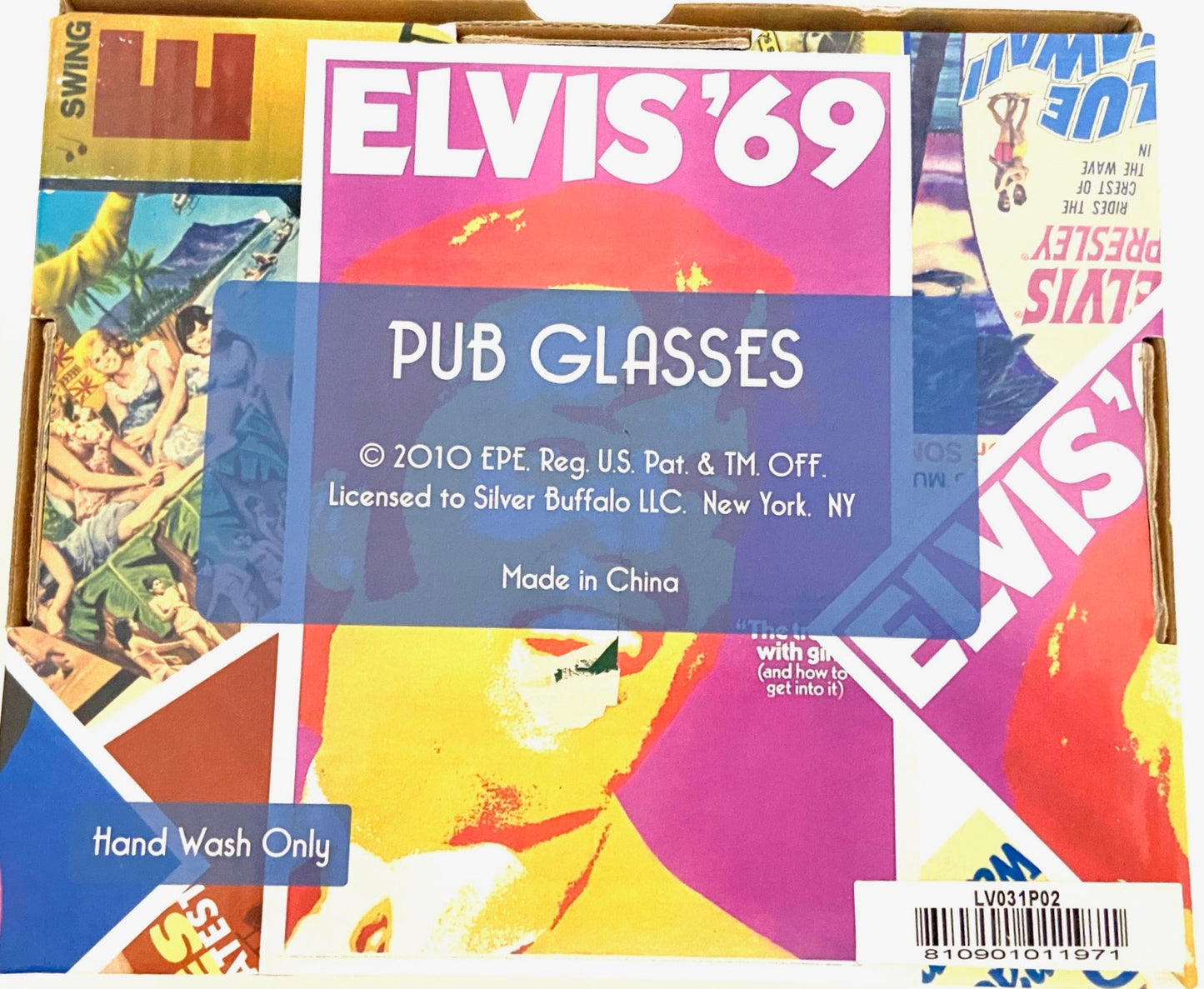 Elvis Presley 2010 "Jailhouse Rock" & Blue Hawaii" 6" Pub Glasses (Used) by Silver Buffalo