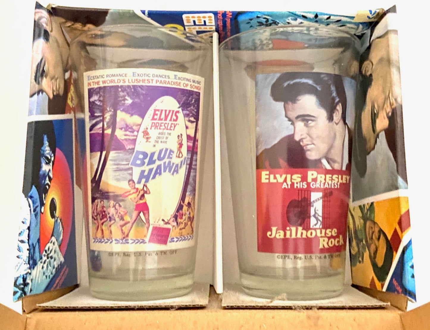 Elvis Presley 2010 "Jailhouse Rock" & Blue Hawaii" 6" Pub Glasses (Used) by Silver Buffalo