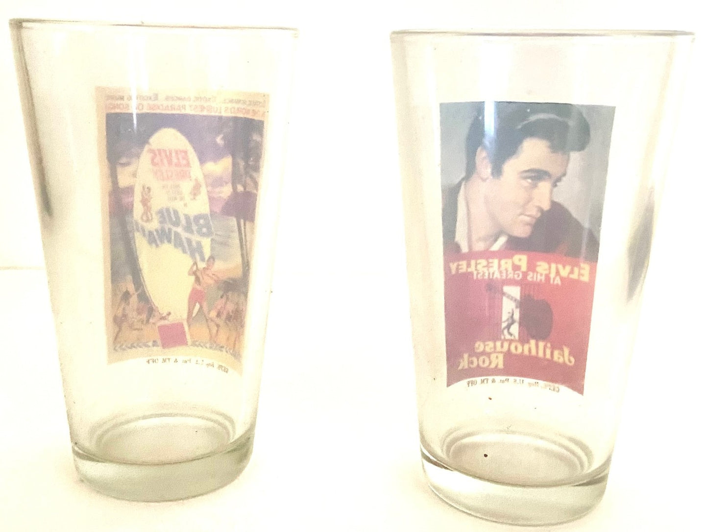 Elvis Presley 2010 "Jailhouse Rock" & Blue Hawaii" 6" Pub Glasses (Used) by Silver Buffalo