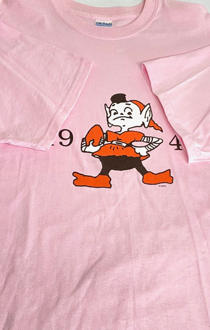 Cleveland Browns 1999 Pink XL Elf Cotton T-shirt by Unknown