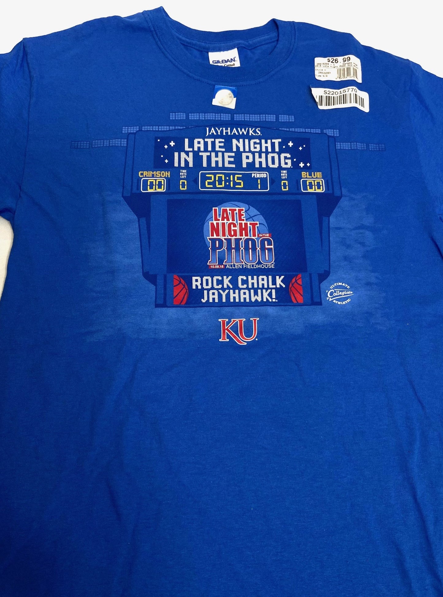 Kansas Jayhawks 2015 NCAA Adult Small "Late Night in the Phog" T-Shirt by Champion