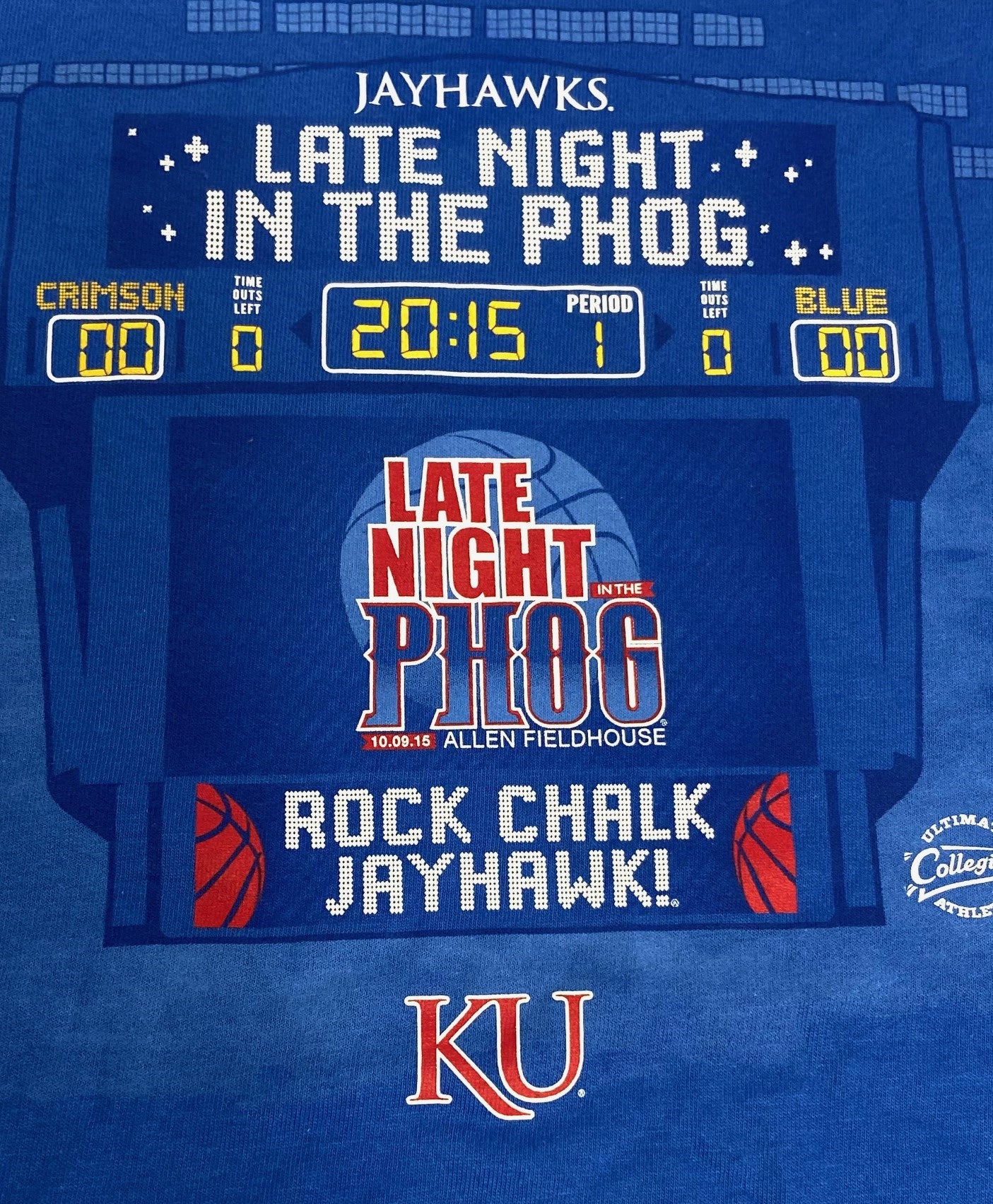 Kansas Jayhawks 2015 NCAA Adult Small "Late Night in the Phog" T-Shirt by Champion