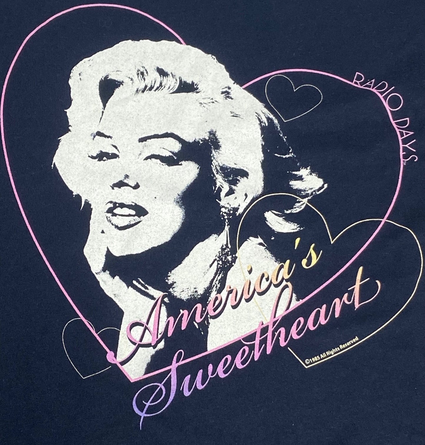 America's Sweetheart (Marilyn Monroe) Women's Dark Blue T-Shirt by Radio Days