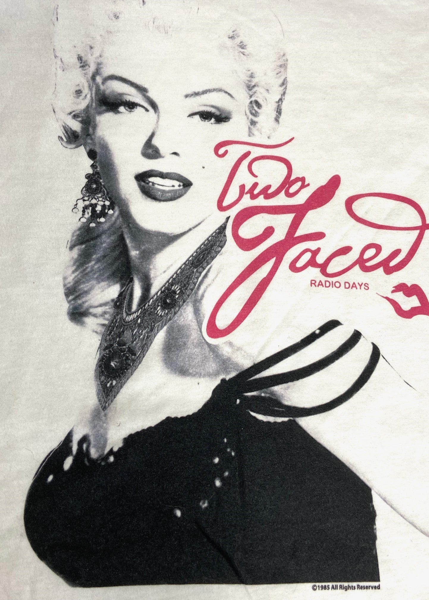 Marilyn Monroe "Two Faced" 1985 Design White T-Shirt by Radio Days