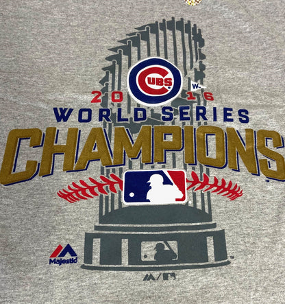 Chicago Cubs World Champions 2016 Adult Gray T-Shirt by Majestic