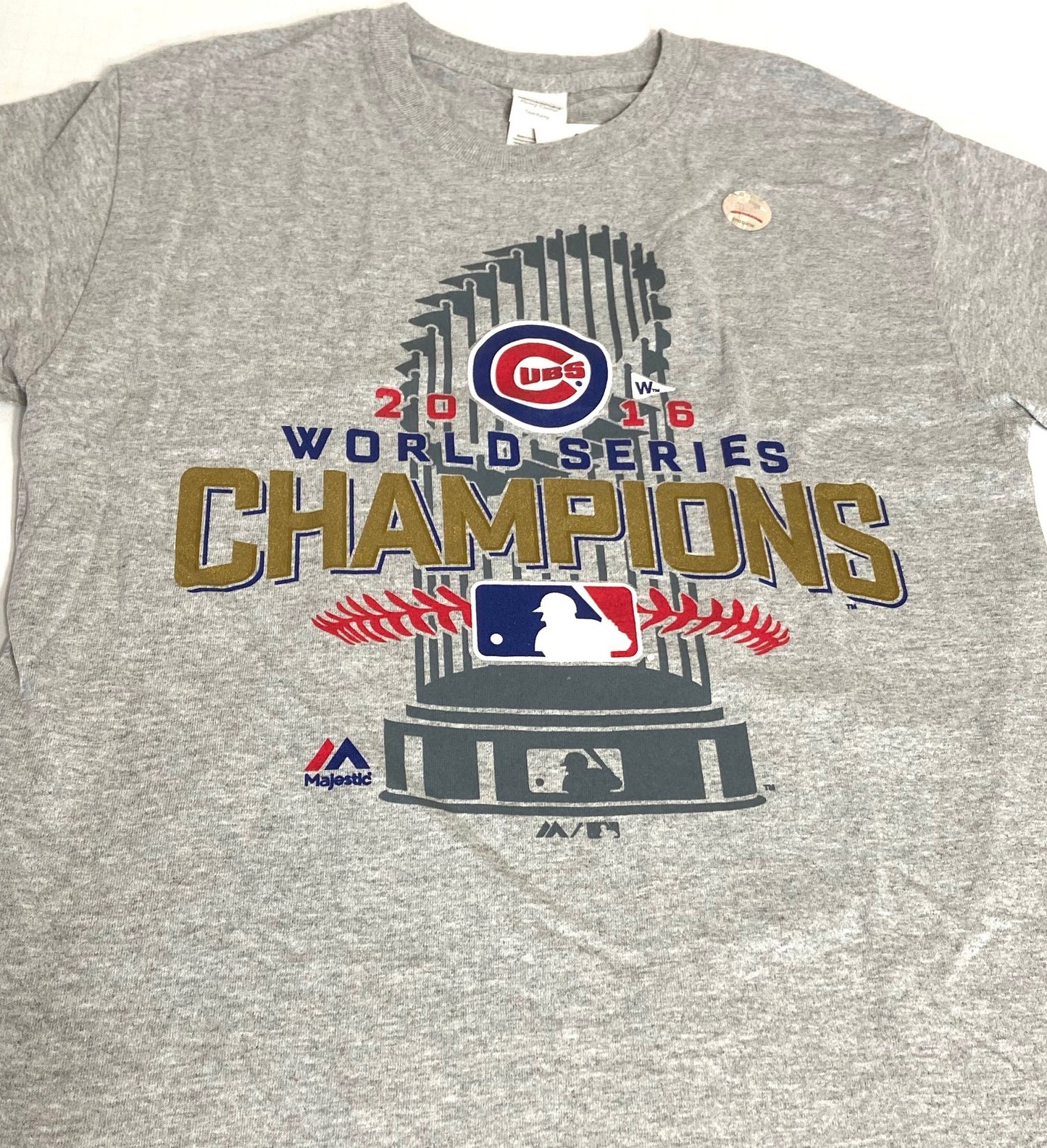 Chicago Cubs World Champions 2016 Adult Gray T-Shirt by Majestic