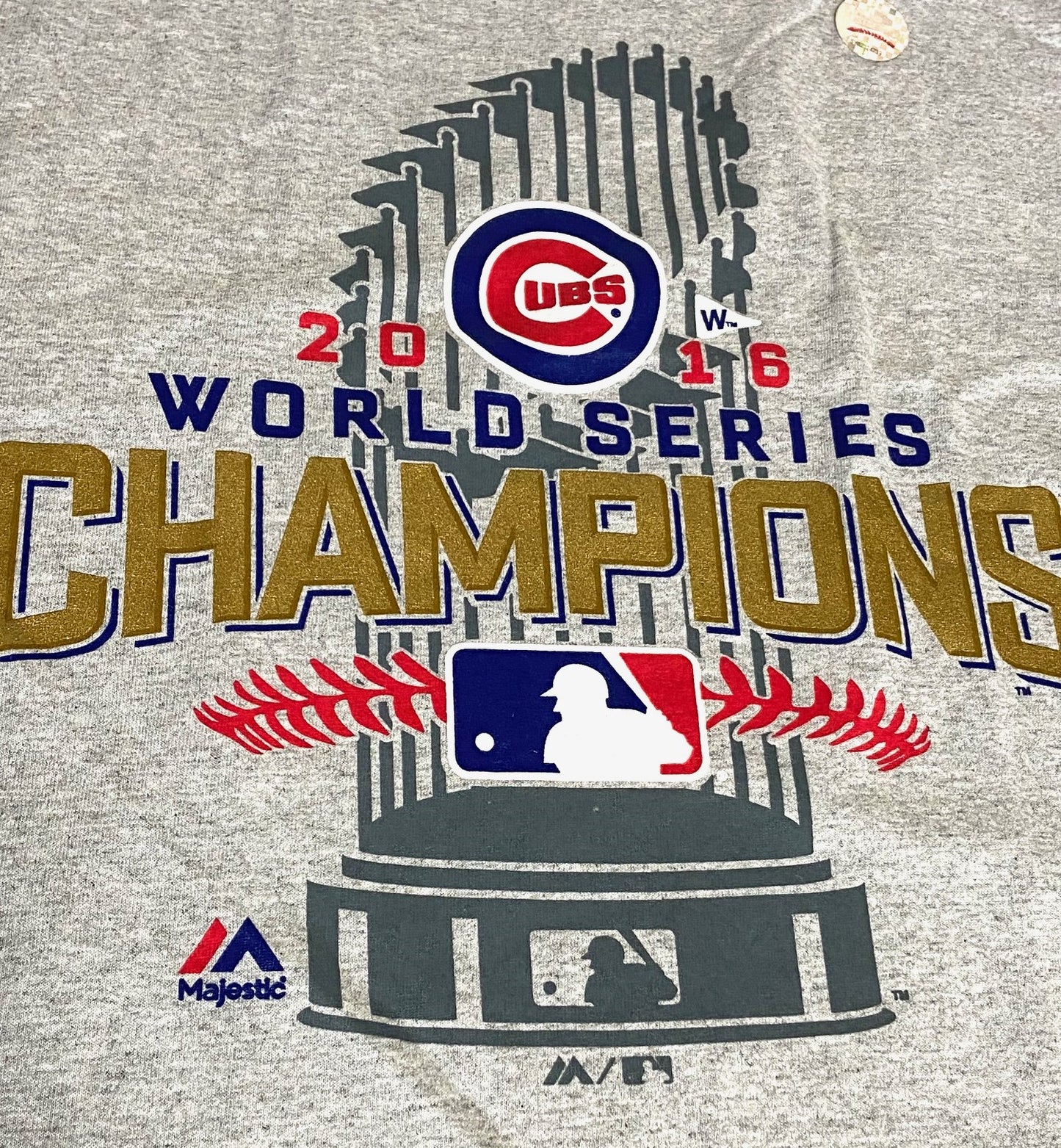 Chicago Cubs World Champions 2016 Adult Gray T-Shirt by Majestic