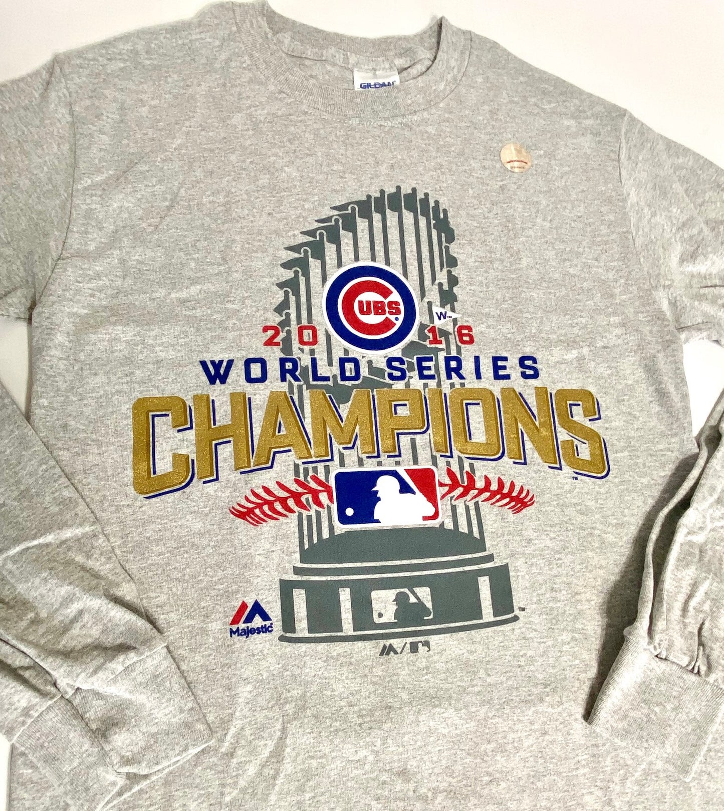 Chicago Cubs World Champions 2016 Adult Gray T-Shirt by Majestic