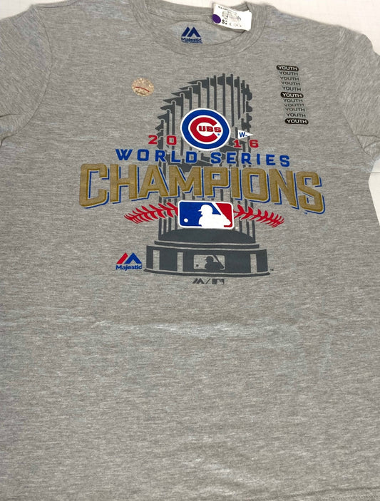 Chicago Cubs World Champions 2016 Youth Gray T-Shirt by Majestic