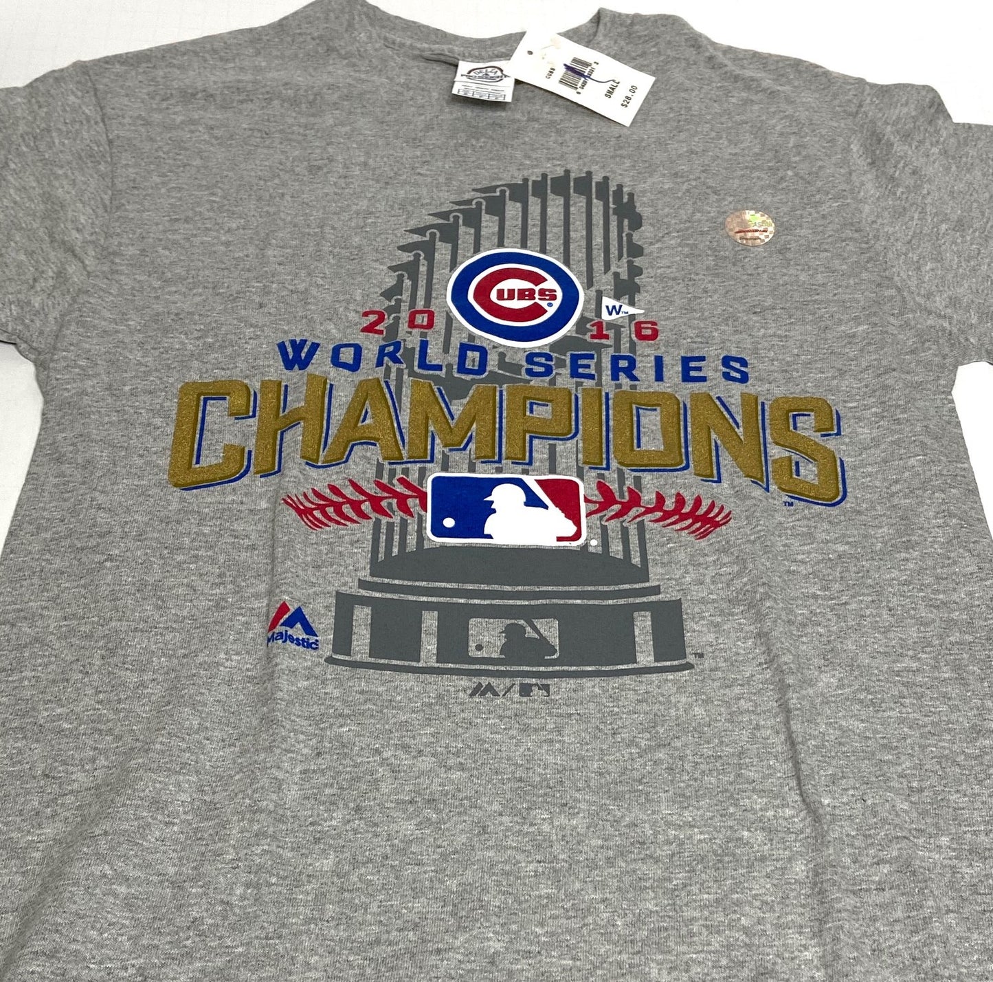 Chicago Cubs World Champions 2016 Adult Gray T-Shirt by Majestic