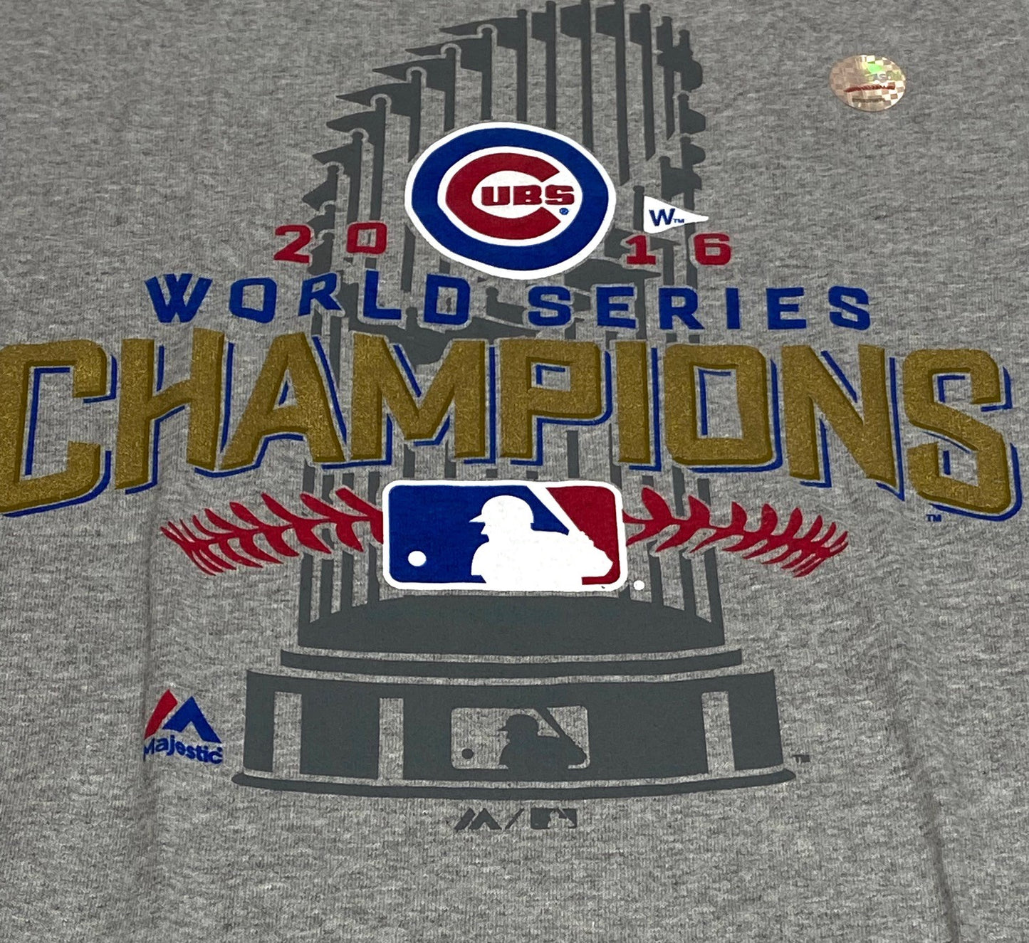 Chicago Cubs World Champions 2016 Adult Gray T-Shirt by Majestic