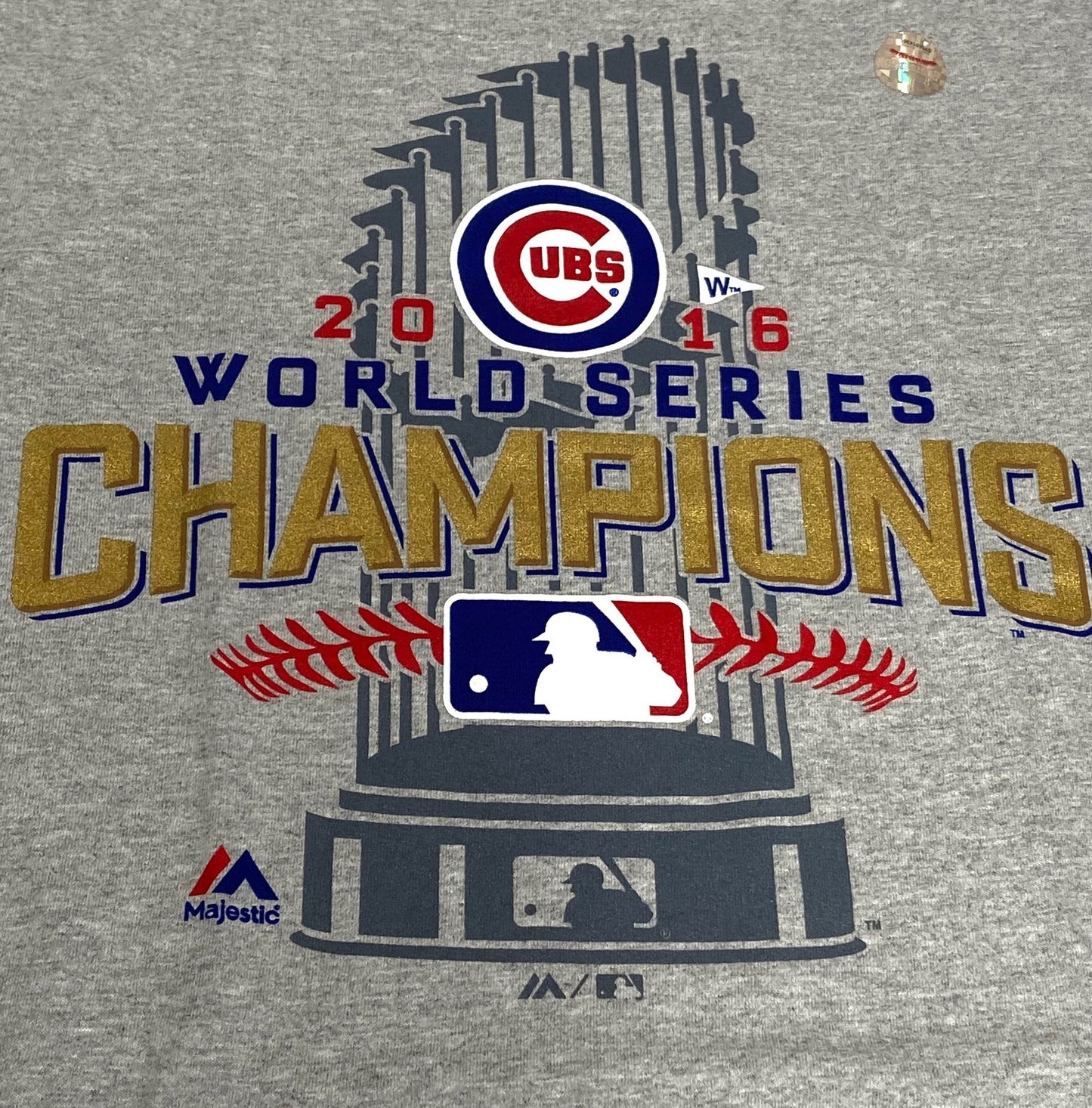 Chicago Cubs World Champions 2016 Adult Gray T-Shirt by Majestic